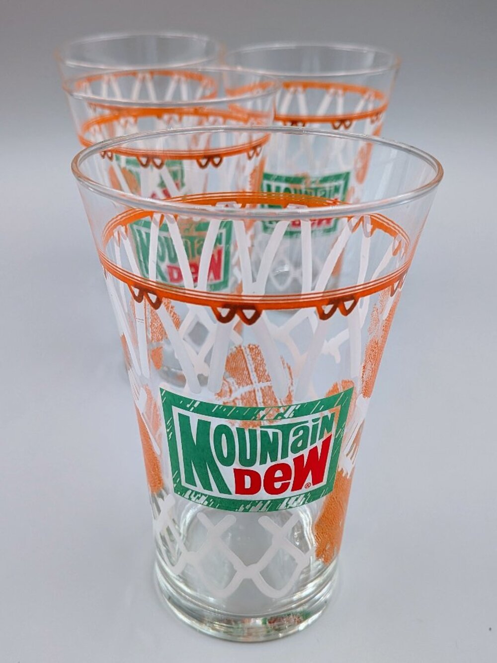 Vintage Mountain Dew Libbey Collectible Basketball Glasses - Set of 4